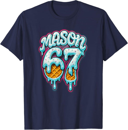 Mason 67 Ice Cream Drip Six Seven Meme 6 7 Teen Boys Kids T-Shirt - T-Shirt | Navy