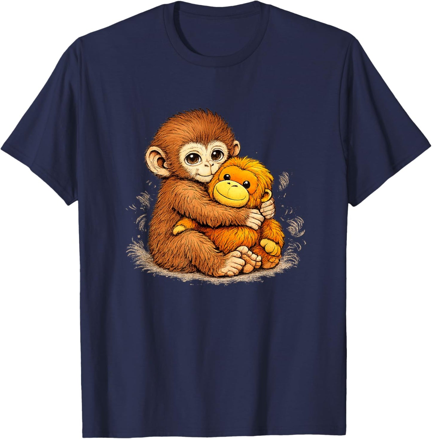 Punch Monkey Meme Cute Baby Plush Toy Sign of Mother Love T-Shirt - T-Shirt | Navy