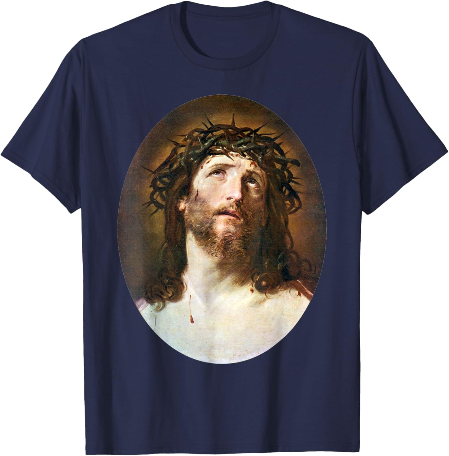 Jesus Christ Crowned with Thorns Painting Guido Reni 1622 T-Shirt - T-Shirt | Navy