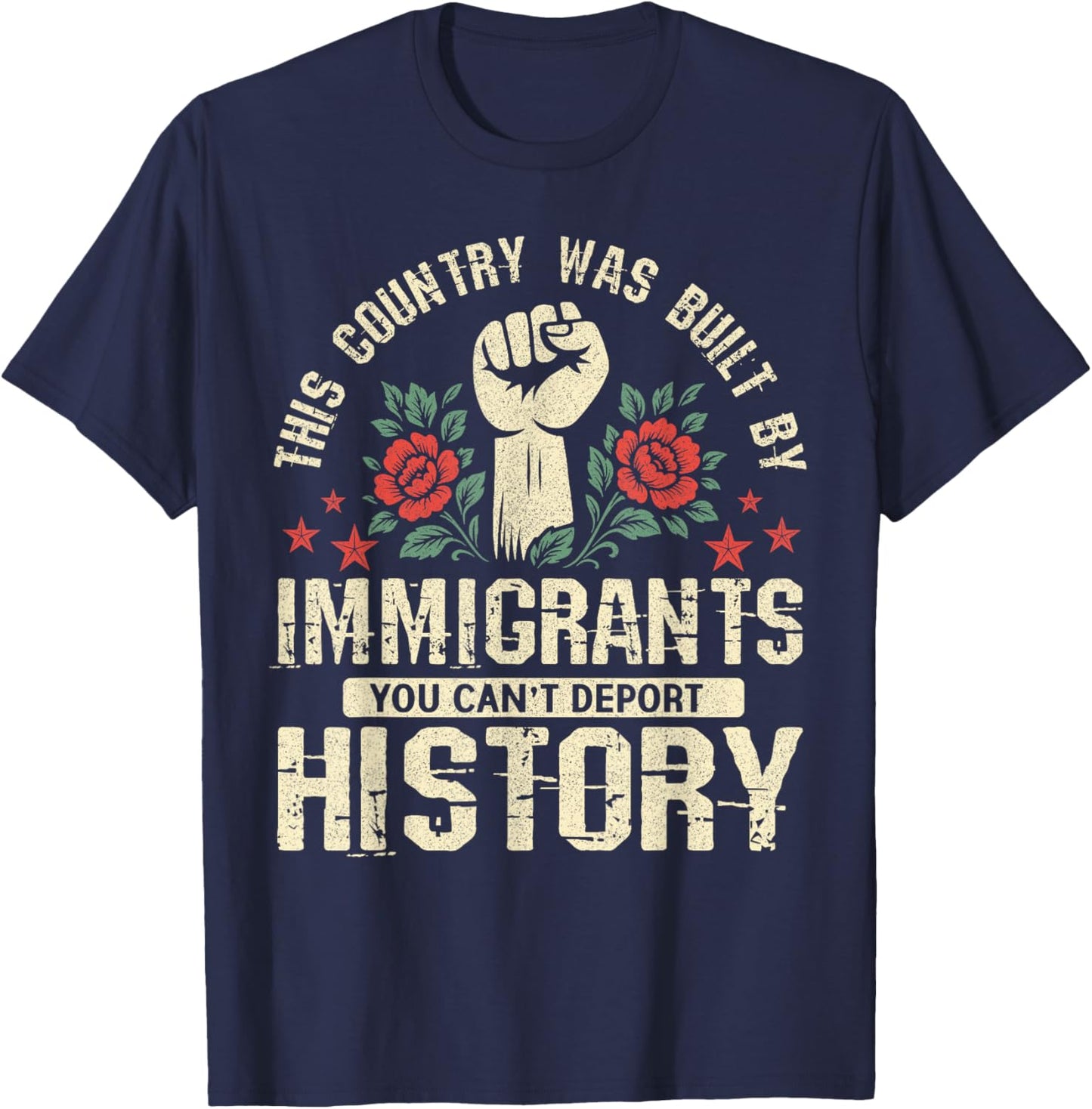 This Country was Built By Immigrants History Allies Rallies T-Shirt - T-Shirt | Navy
