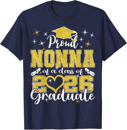 Super Proud Nonna of 2026 Graduate Senior Graduation Family T-Shirt - T-Shirt | Navy