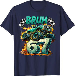 Bruh 67 Meme Funny Monster Truck 6 7 Costume Men Kids Boys T-Shirt - T-Shirt | Navy