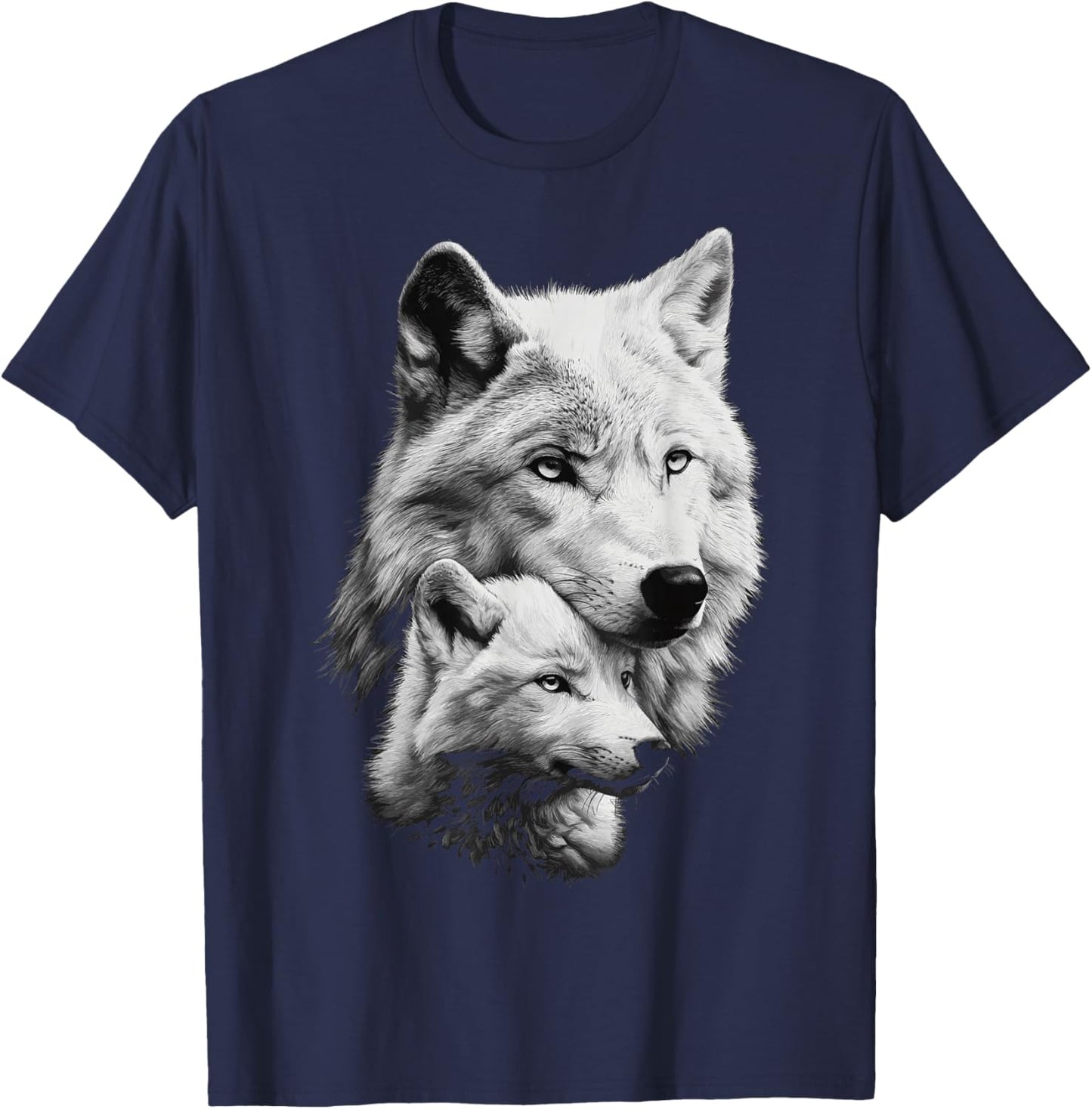 Wolf and Wolf Cub Men Wolf Lover Women Girls Cute Wolf T-Shirt - T-Shirt | Navy