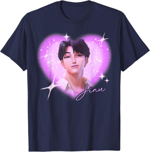 Kpop Demon Hunters The Saja Boys Jinu Charming Gaze Heart T-Shirt - T-Shirt | Navy