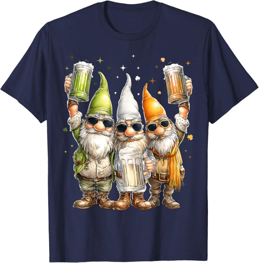 Craft Beer Brewer St. Patricks Day IPA Gnome Shamrock T-Shirt - T-Shirt | Navy