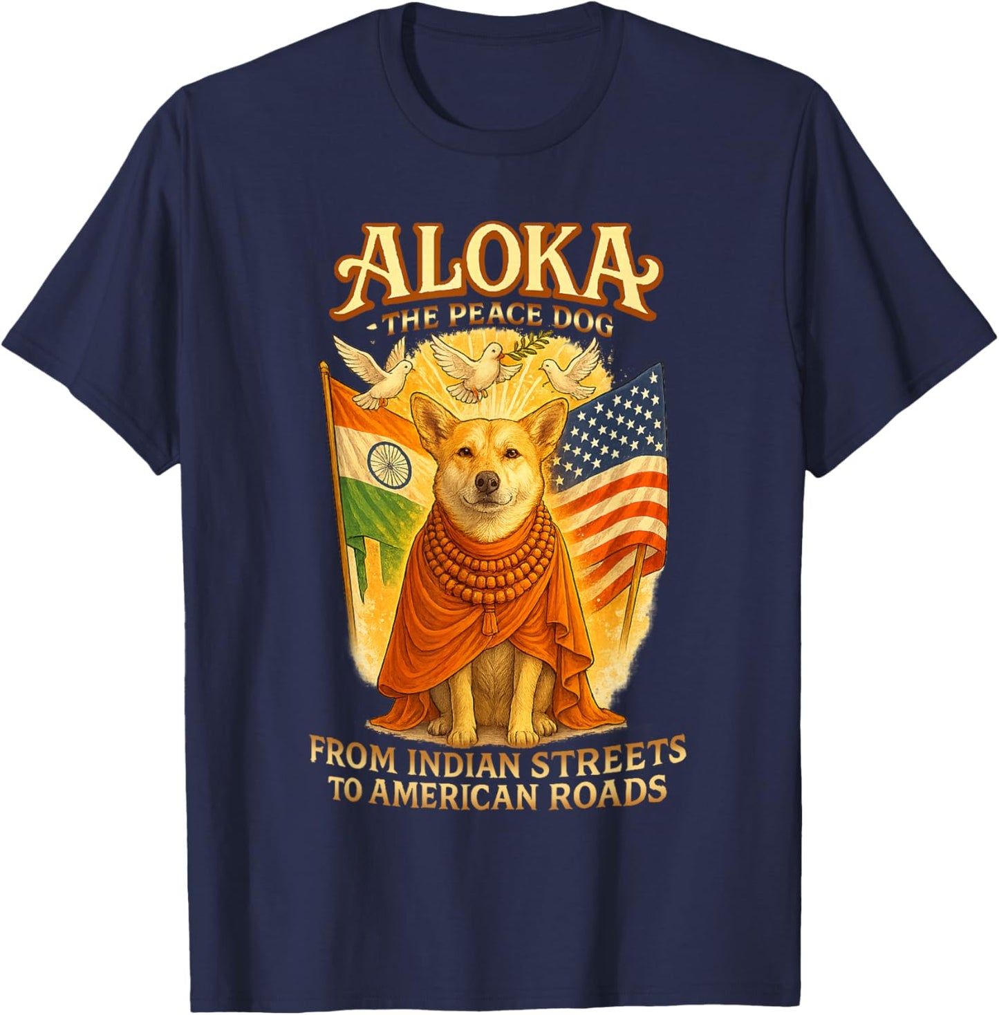 Aloka Walk for Peace from Indian Streets to American Roads T-Shirt - T-Shirt | Navy