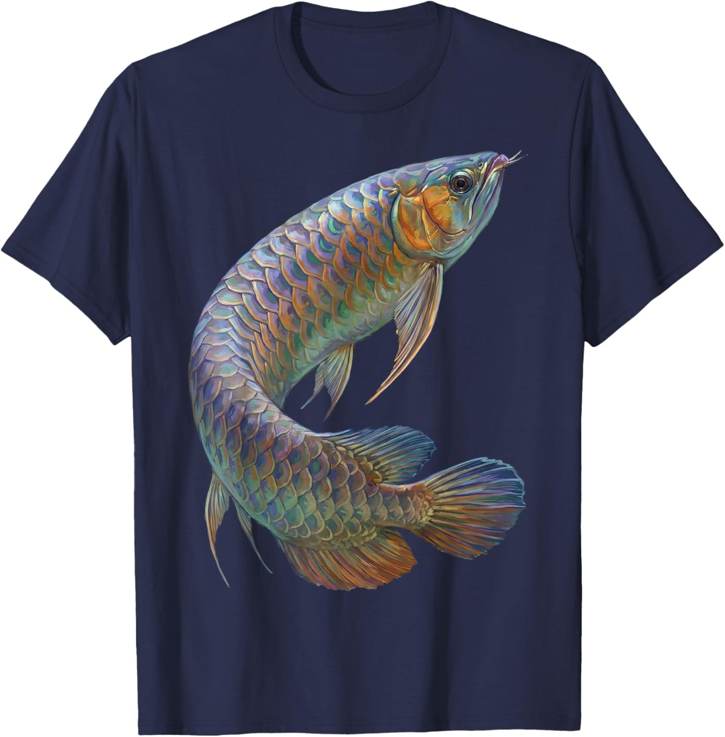 Asian Arowana Abstract Aquatic Art Freshwater Biology Art T-Shirt - T-Shirt | Navy