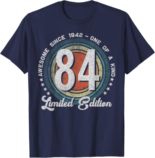 84 Year Old Gifts Vintage 1942 Limited Edition 84th Birthday T-Shirt - T-Shirt | Navy