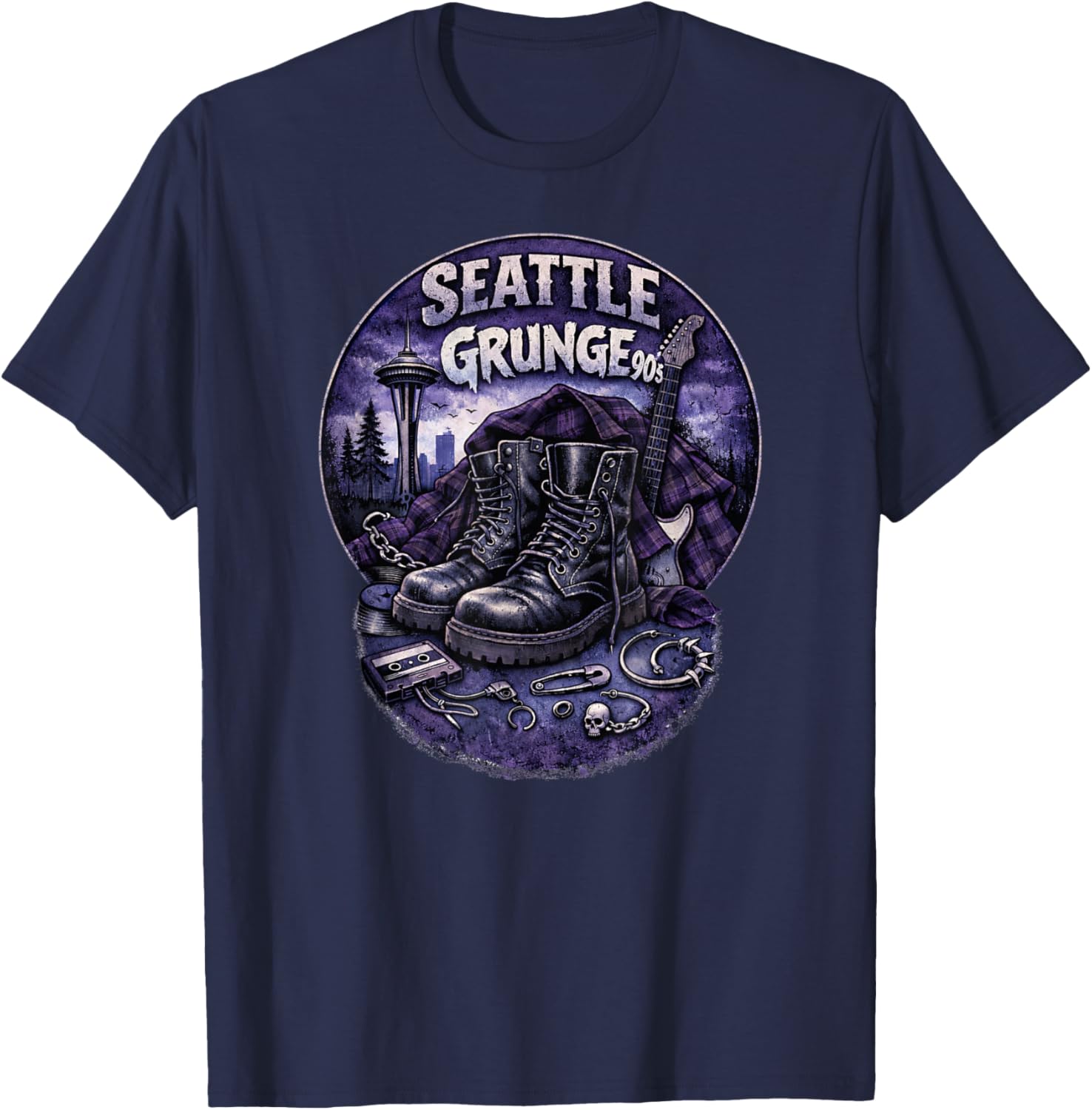 Seattle Grunge Music 90's T-Shirt - T-Shirt | Navy