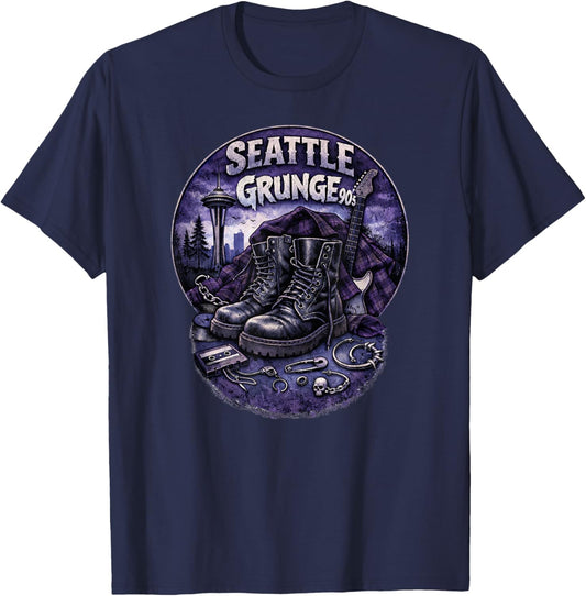 Seattle Grunge Music 90's T-Shirt - T-Shirt | Navy
