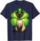 Shamrock Cat Siamese St Patricks Day Irish cat Lovers T-Shirt - T-Shirt | Navy