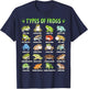 Types of Frogs Herpetology Frog Educational Toad Amphibian T-Shirt - T-Shirt | Navy