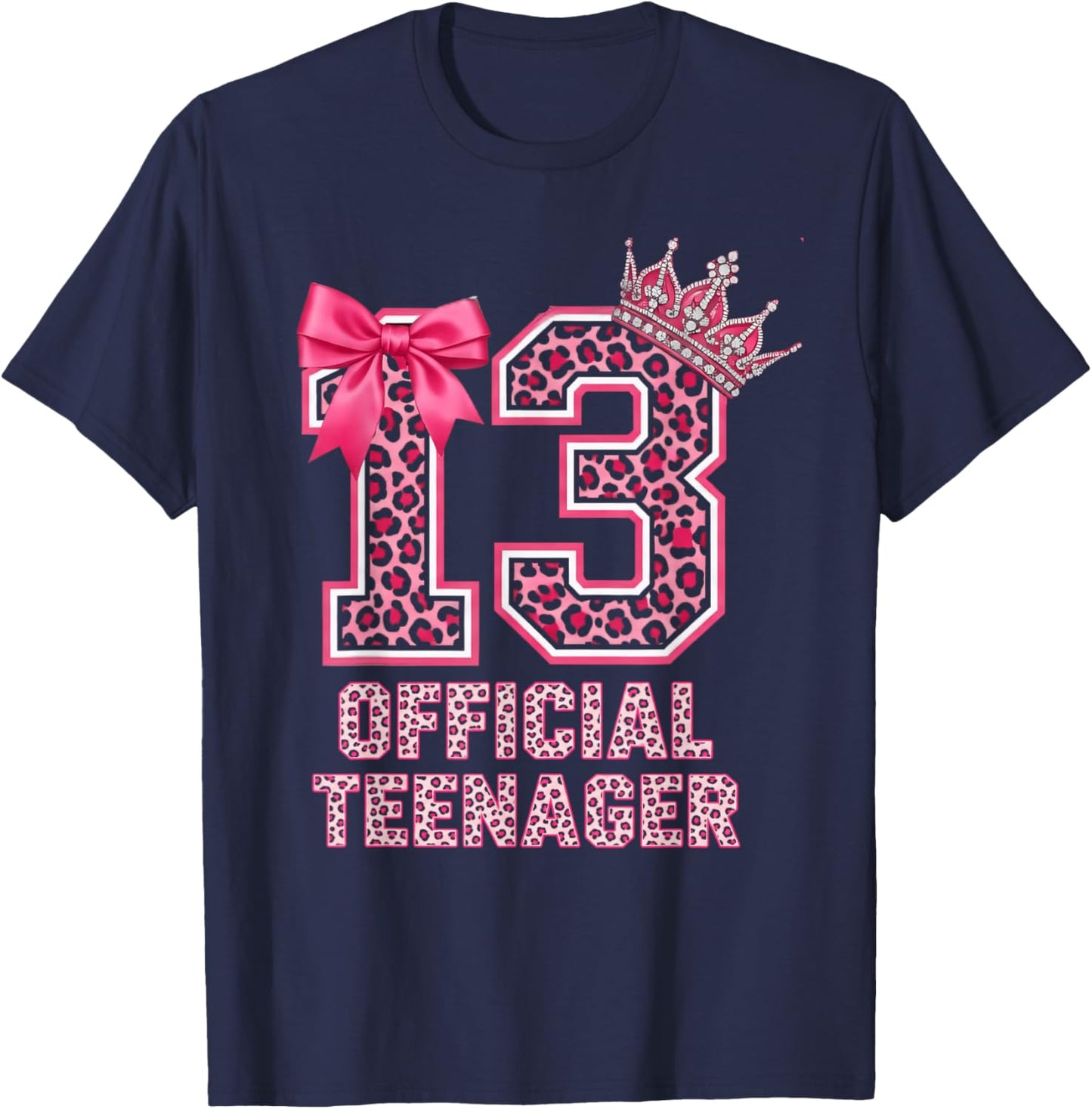 13th Birthday Girl 13 Years Old Official Teenager Birthday T-Shirt - T-Shirt | Navy