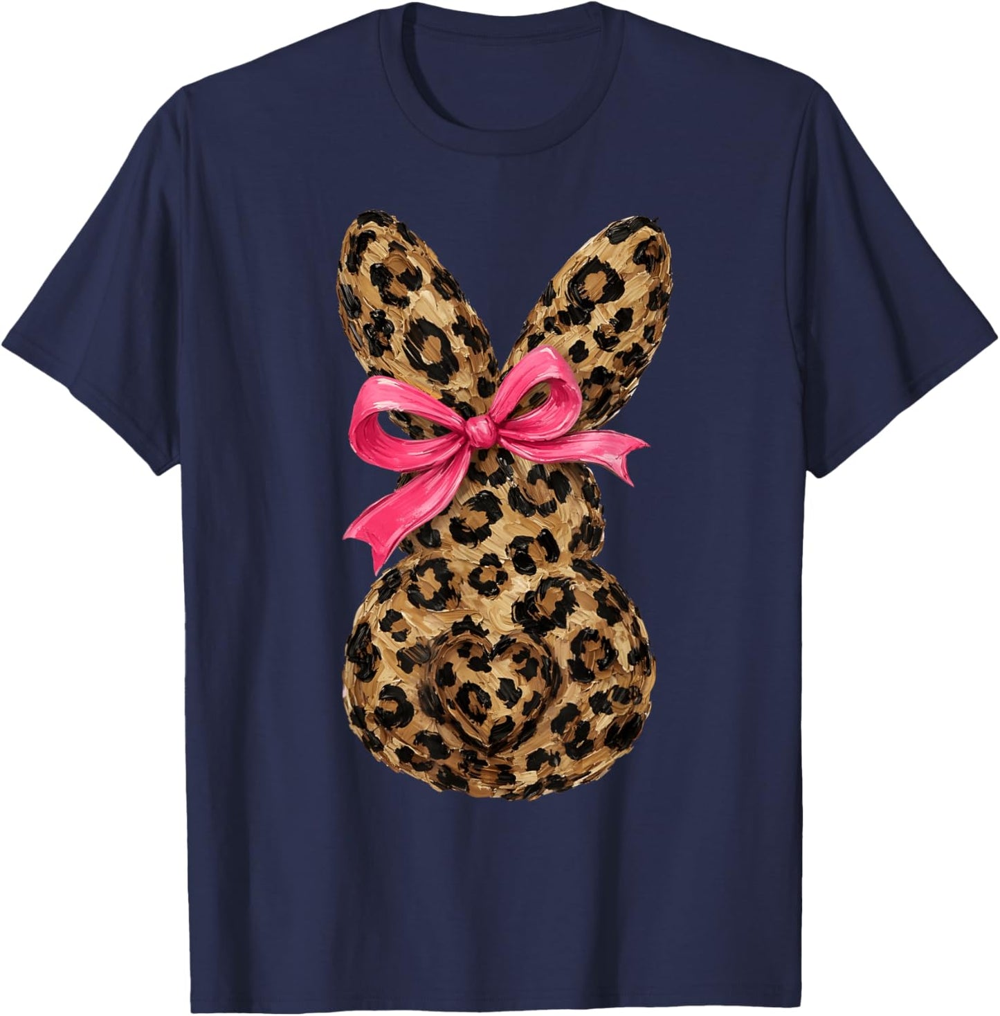 Funny Bunny Coquette Bow Rabbit Leopard Easter T-Shirt - T-Shirt | Navy