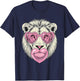 Cute Lion Blowing Pink Valentine Heart Bubble Gum T-Shirt - T-Shirt | Navy