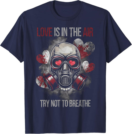 Valentine Skull Gas Mask Love Romance T-Shirt - T-Shirt | Navy