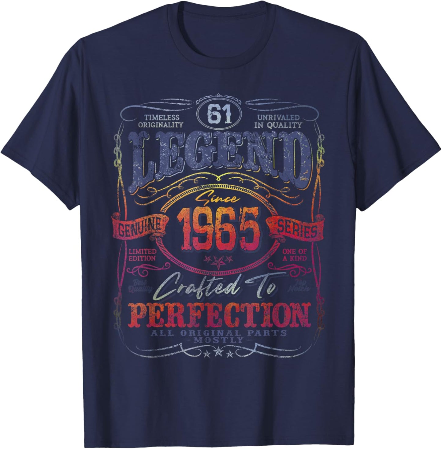 Vintage 1965 Limited Edition Shirt 61 Year Old 61st Birthday T-Shirt - T-Shirt | Navy