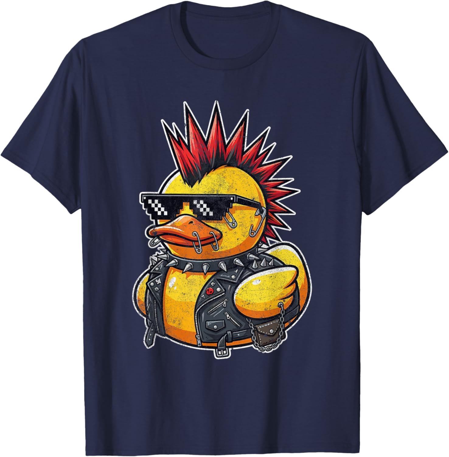 Funny Punk Rubber Duck T-Shirt - T-Shirt | Navy