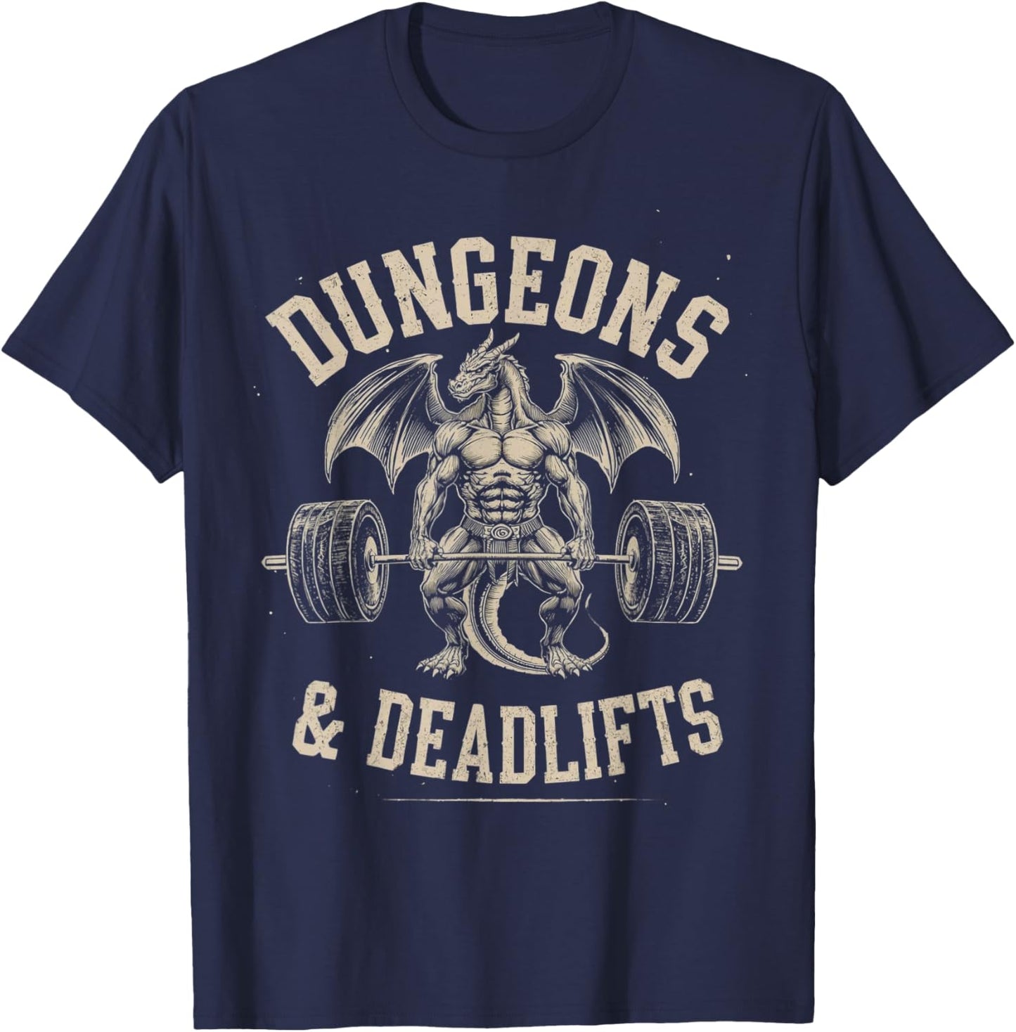 Dungeons and Deadlifts Gym Workout Fantasy T-Shirt - T-Shirt | Navy