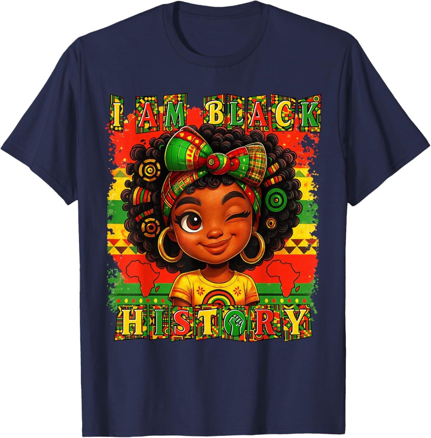 I Am Black History Month Black Pride African American Girl T-Shirt - T-Shirt | Navy