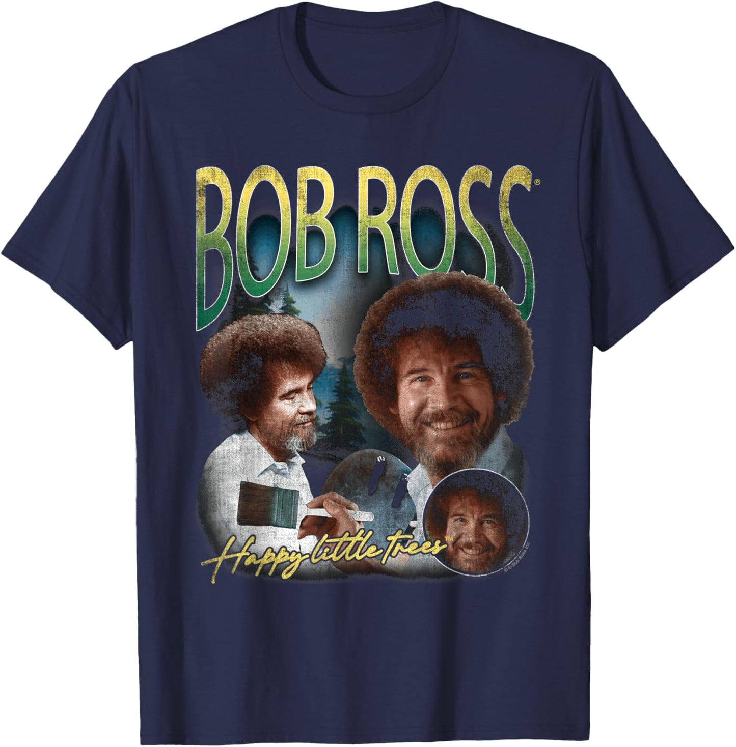 Bob Ross Homage T-Shirt - T-Shirt | Navy