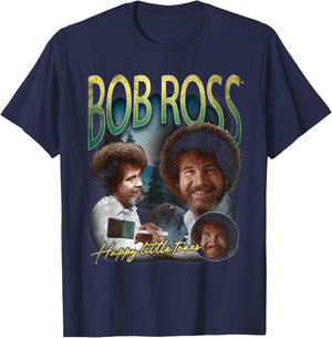 Bob Ross Homage T-Shirt - T-Shirt | Navy