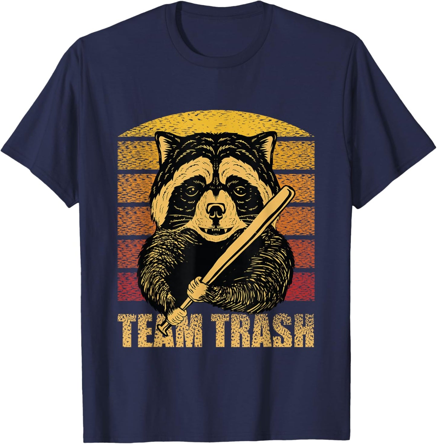 Raccoon Team Trash Baseball Vintage Retro Trash Panda T-Shirt - T-Shirt | Navy