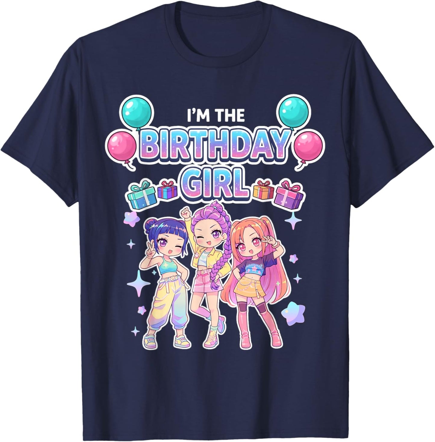I'm The Birthday Girl Cute Chibi Kpop Funny Kids Korean Pop T-Shirt - T-Shirt | Navy