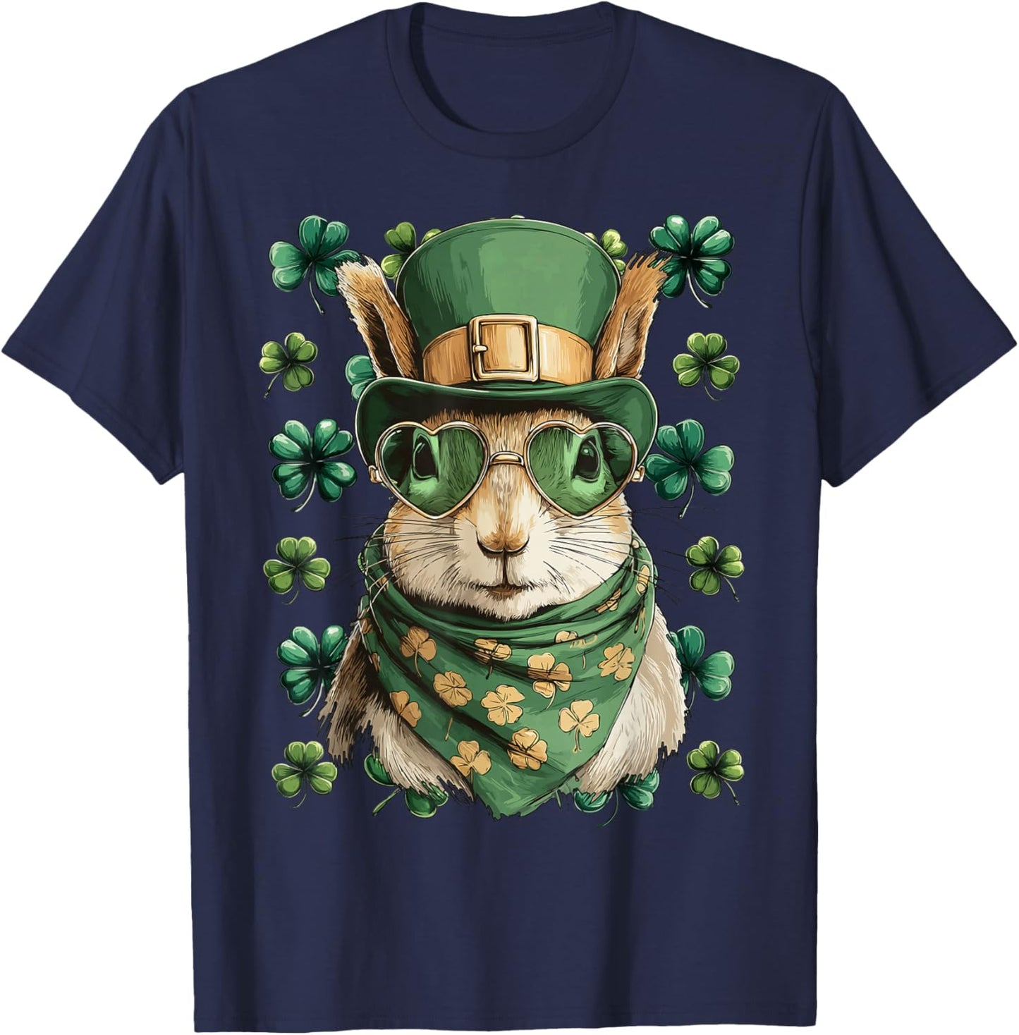 Irish Squirrel with Sunglasses Shamrocks St Patricks Day T-Shirt - T-Shirt | Navy