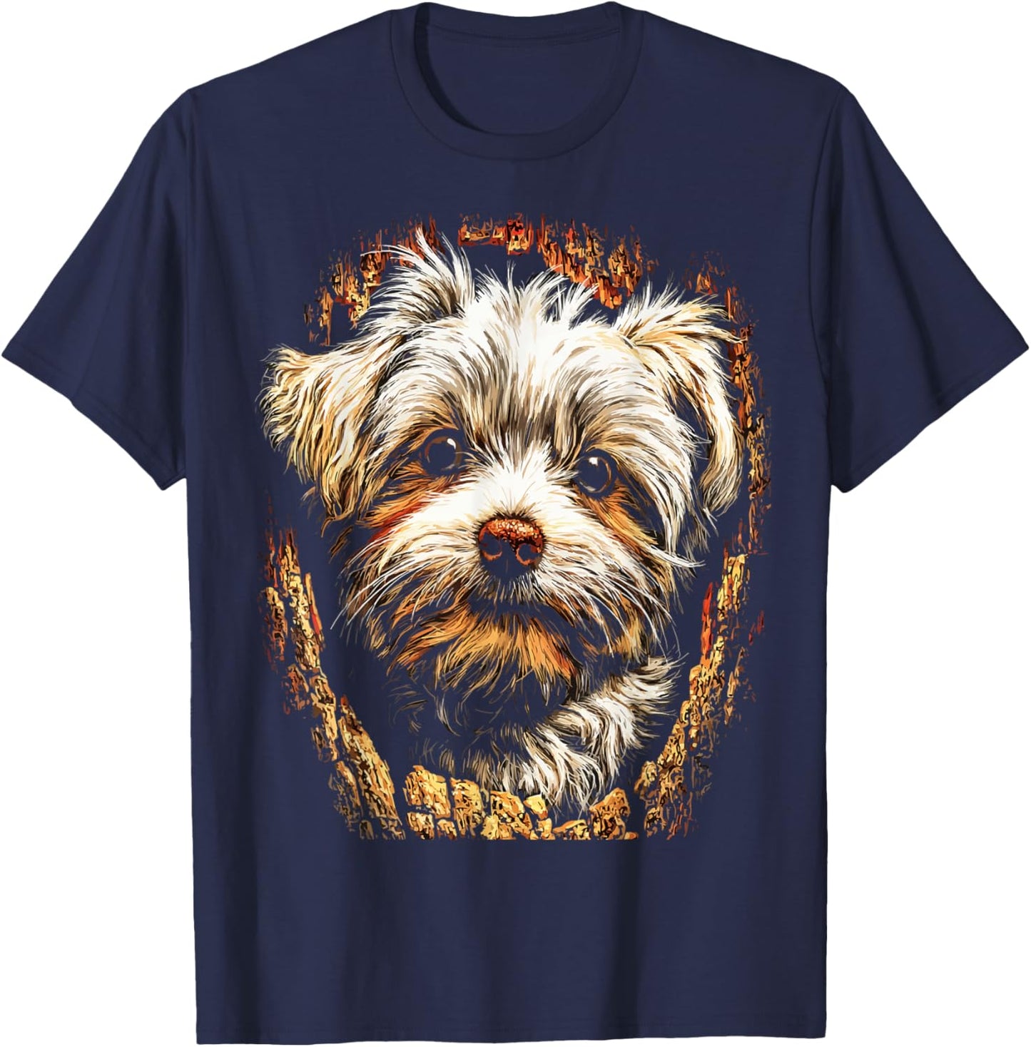 Colorful Maltese Dog Lover Autumn Aesthetic Fall Graphic T-Shirt - T-Shirt | Navy