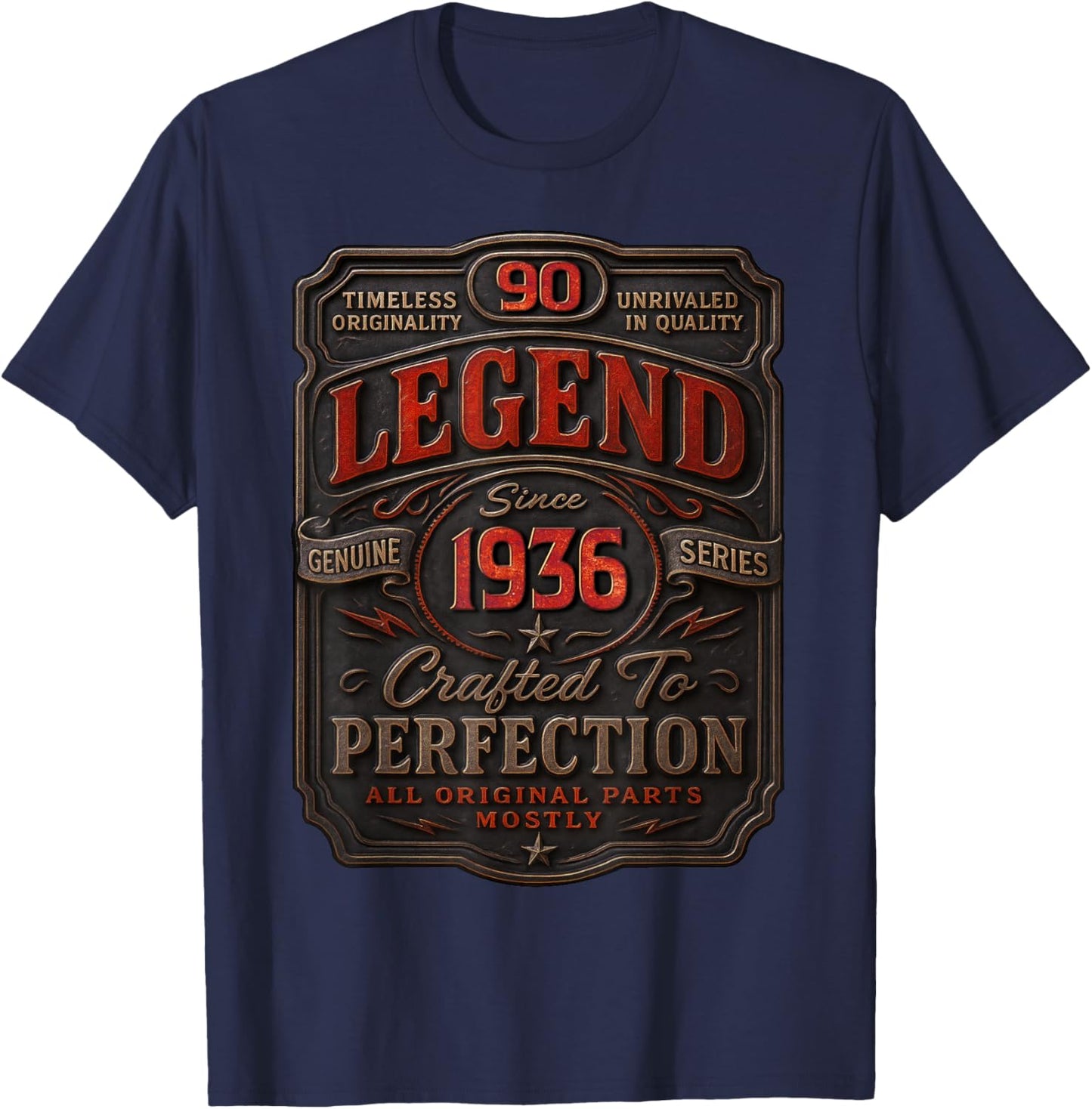 Vintage 1936 Limited Edition Shirt 90 Year Old 90th Birthday T-Shirt - T-Shirt | Navy