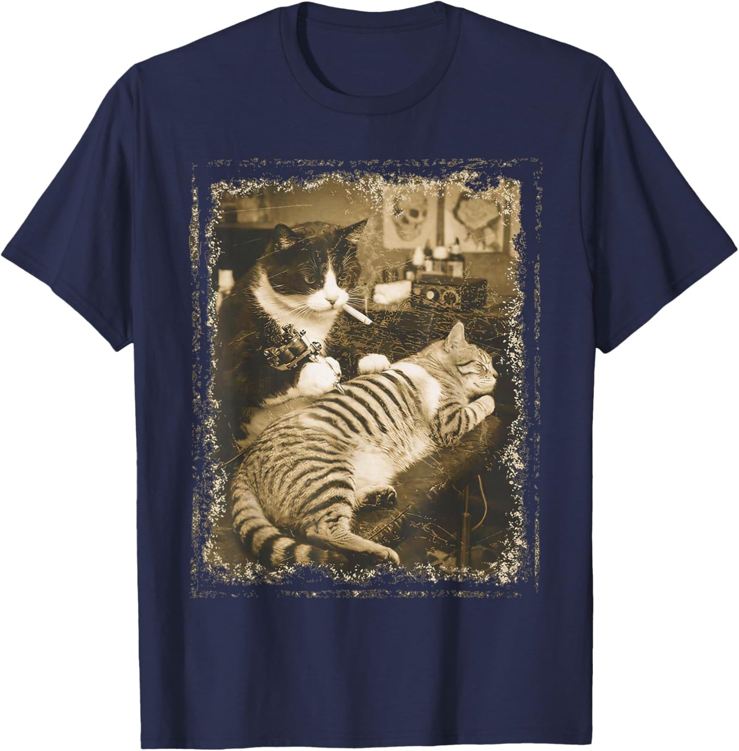 Cat Tattoo Meme T-Shirt - T-Shirt | Navy