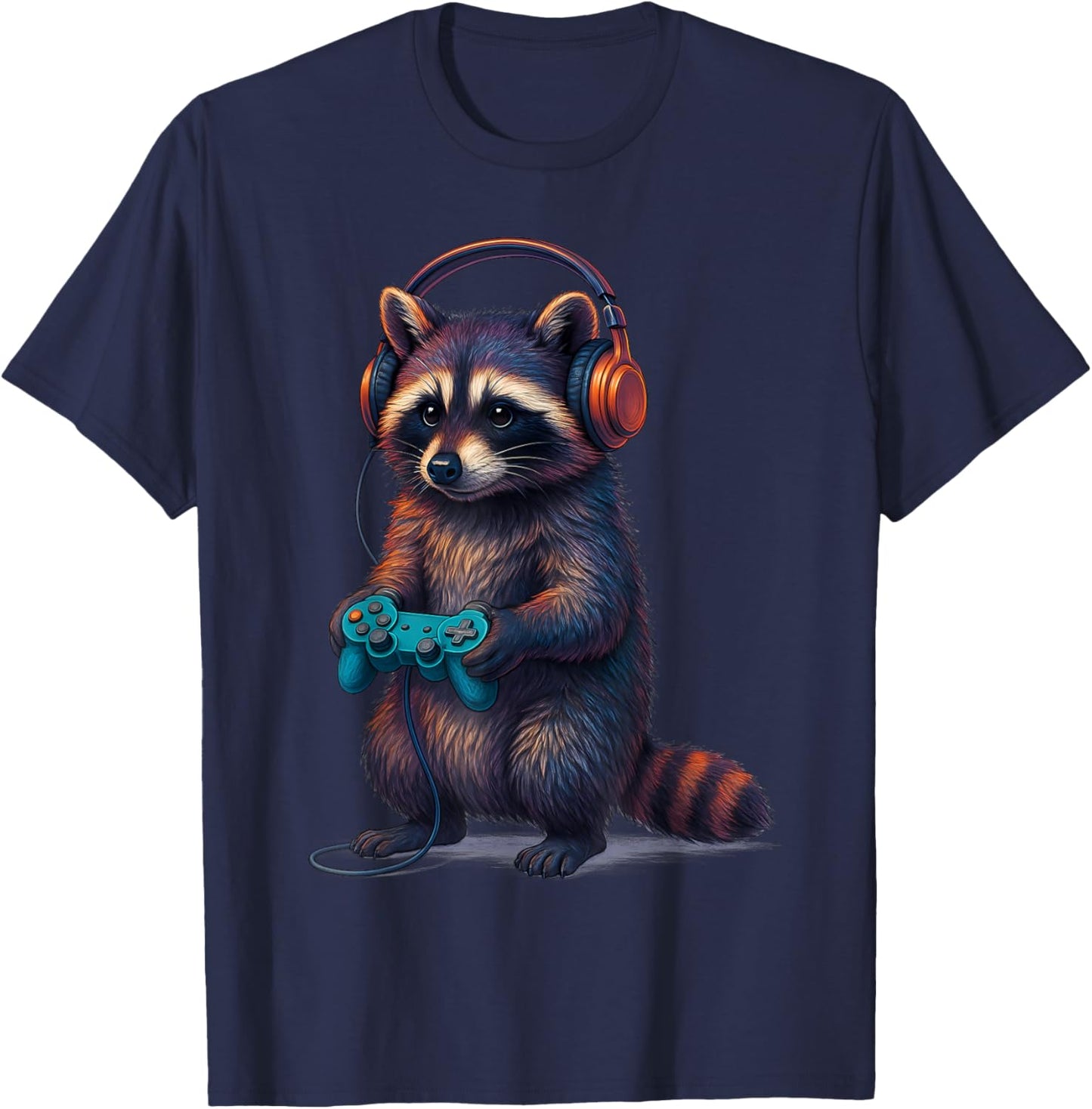 Gamer Racoon Video Games Boys Teen Men Girls Funny Gaming T-Shirt - T-Shirt | Navy