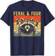 Feral and Four Raccoon Funny 4th Birthday Girls Boys Kids T-Shirt - T-Shirt | Navy