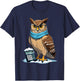 Cartoon Owl with Glasses and Calculator in Snow T-Shirt - T-Shirt | Navy