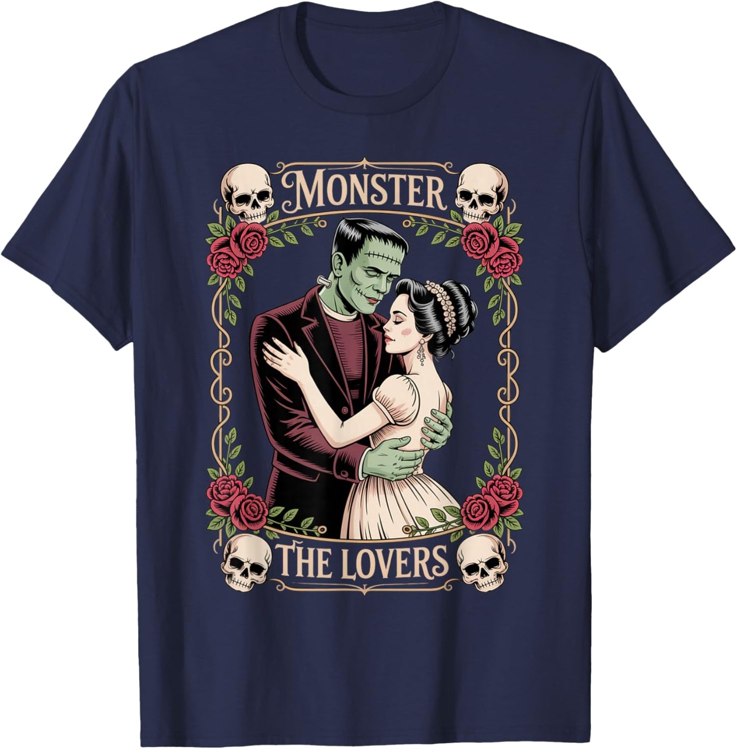 Monster The Lovers Dark Romance Valentine Gothic Couple T-Shirt - T-Shirt | Navy