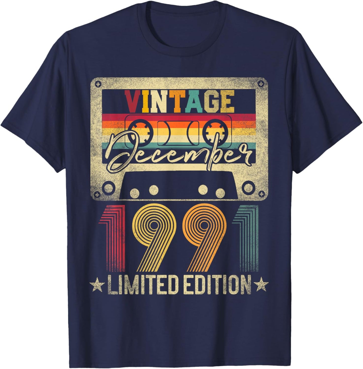 Vintage 1991 December 35 Years Old 35th Birthday Men Women T-Shirt - T-Shirt | Navy