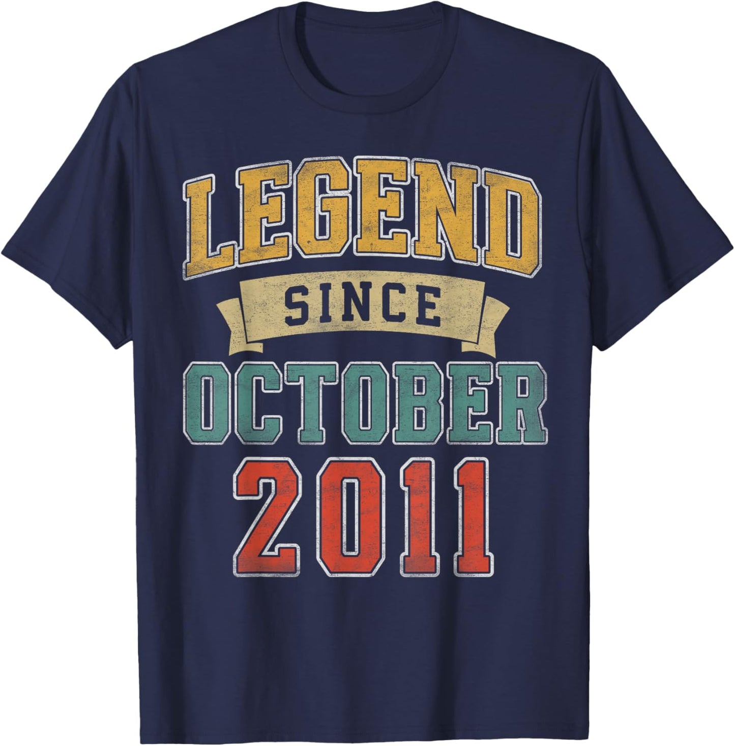 Legend October 2011 14th Birthday Boy Girl 14 Year Old T-Shirt - T-Shirt | Navy