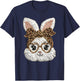 Happy Easter Funny Bunny Glasses Leopard Bandana Rabbit Face T-Shirt - T-Shirt | Navy