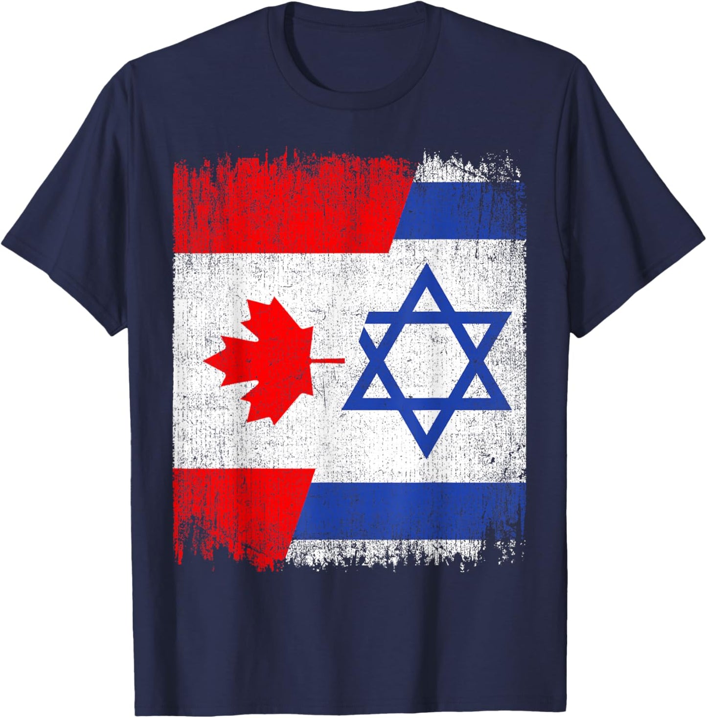 Half Canada Israel Flag Canadian Israelis Pride Roots T-Shirt - T-Shirt | Navy