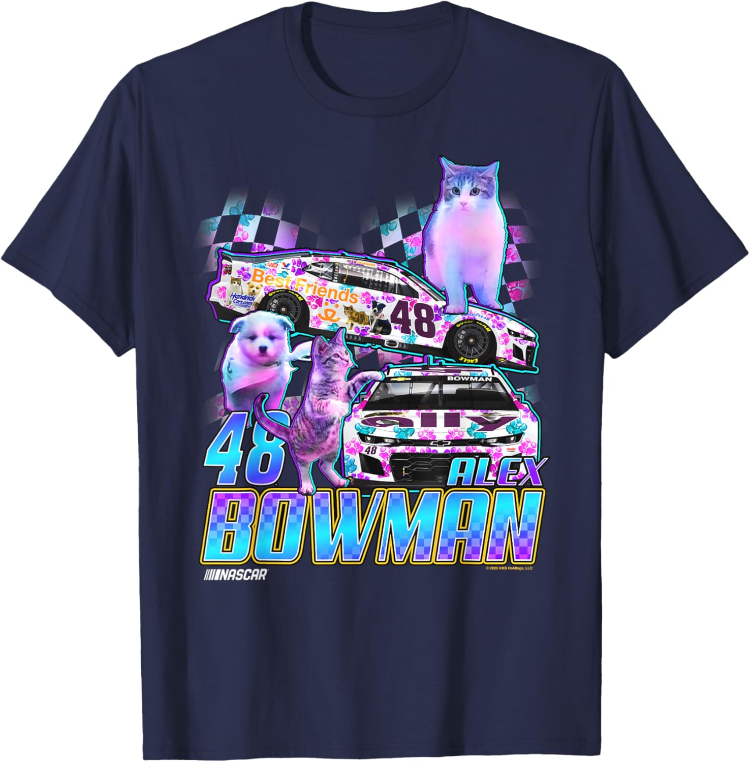 Hendrick Motorsports Alex Bowman No 48 Psychedelic Pets T-Shirt - T-Shirt | Navy
