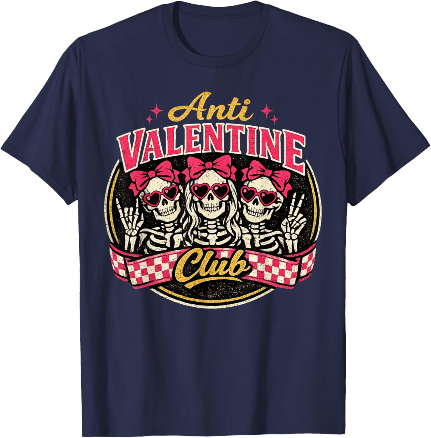 Funny Valentine's Day Friends Group Anti Valentine Club T-Shirt - T-Shirt | Navy