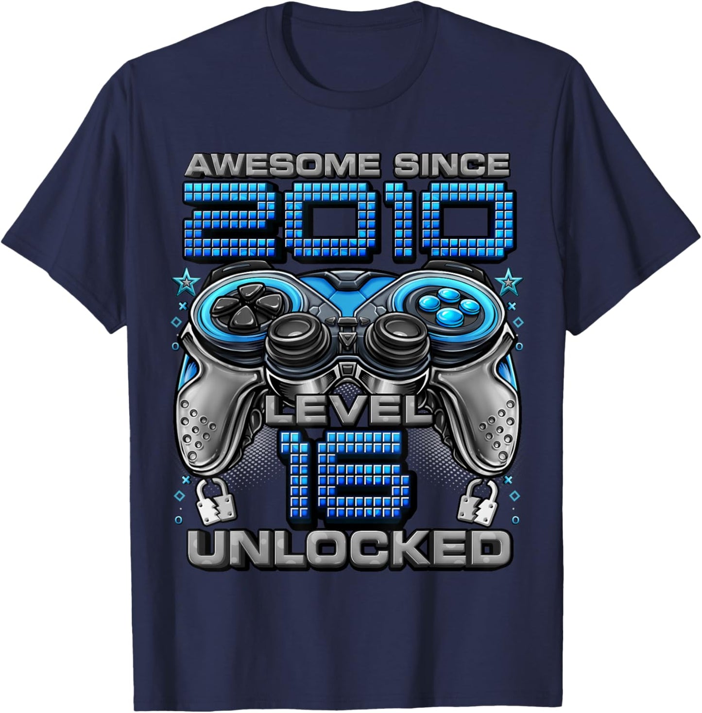 Level 16 Unlocked Awesome Since 2010 16th Birthday Gaming T-Shirt - T-Shirt | Navy