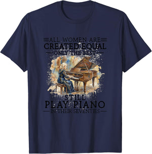 Funny 70th Birthday Piano Gifts Women 70 Years Old Pianist T-Shirt - T-Shirt | Navy