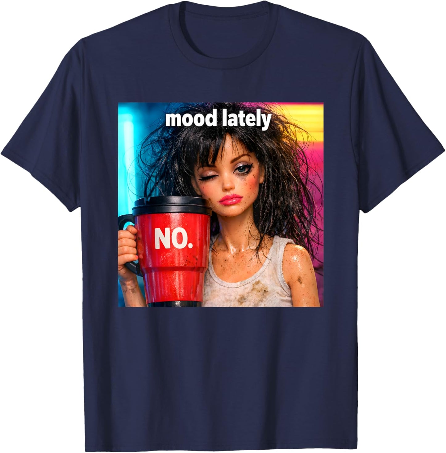 Retro Doll Face Meme Dolls Plastic Digusting Doll Face Meme T-Shirt - T-Shirt | Navy