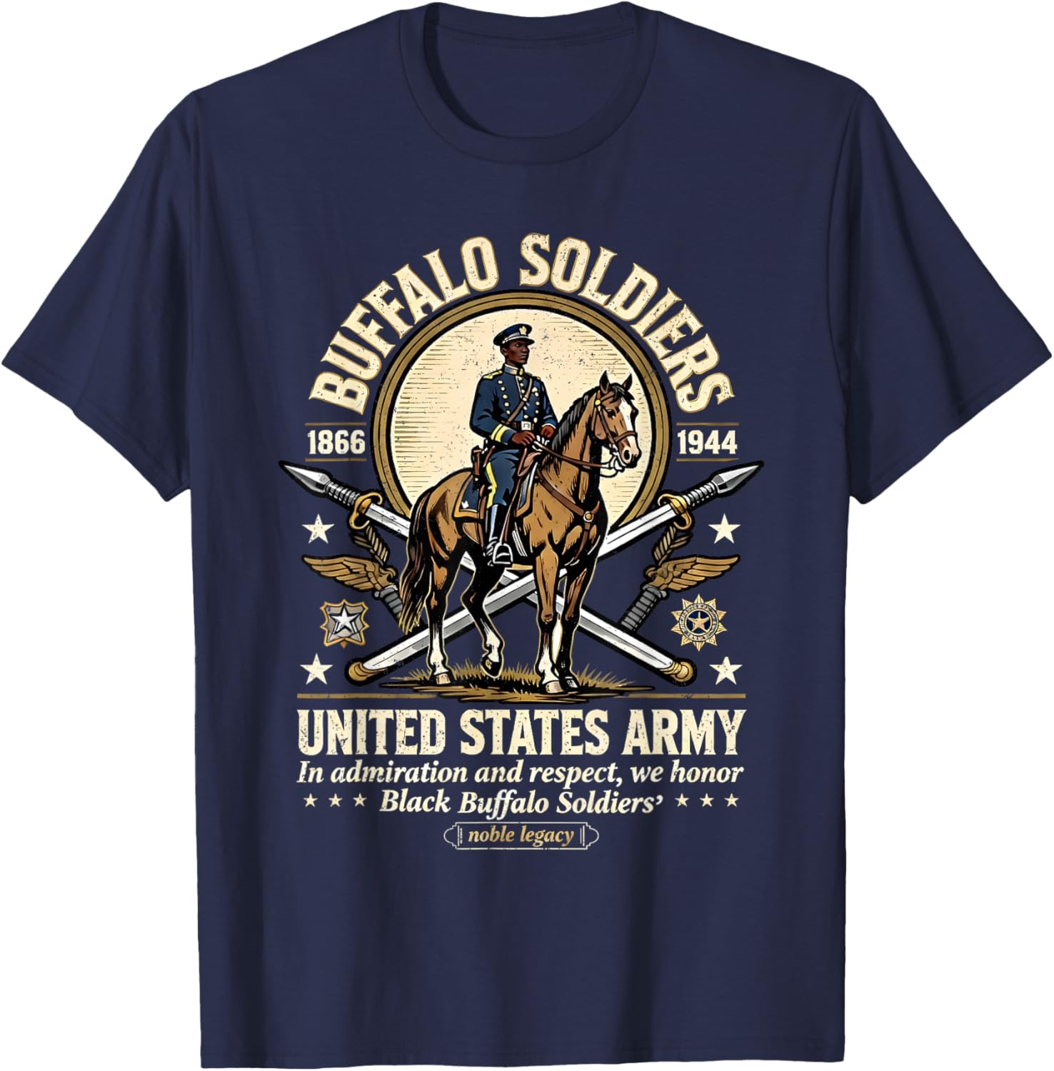Buffalo Soldiers Black History United States Army Honor T-Shirt - T-Shirt | Navy