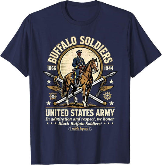 Buffalo Soldiers Black History United States Army Honor T-Shirt - T-Shirt | Navy
