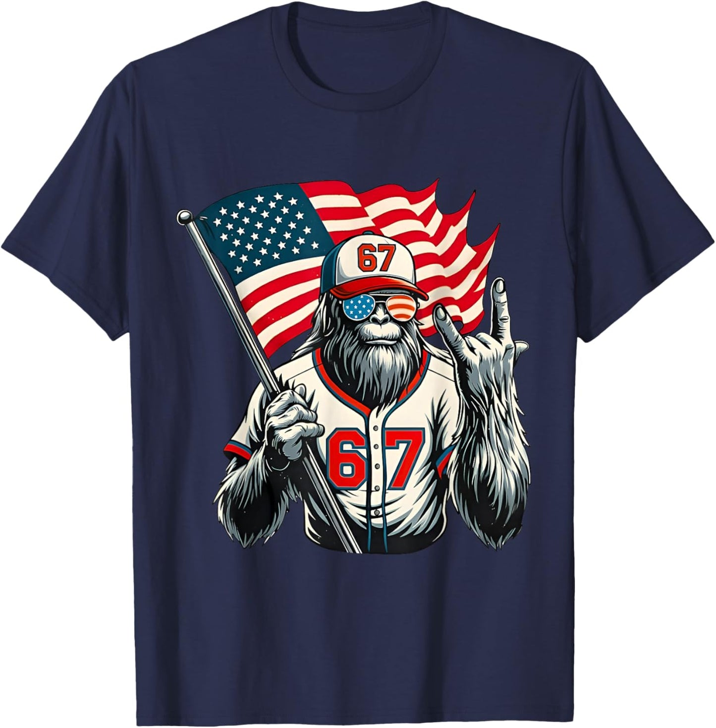 67 Bigfoot Meme Funny Six Seven Gen Alpha Slang T-Shirt - T-Shirt | Navy