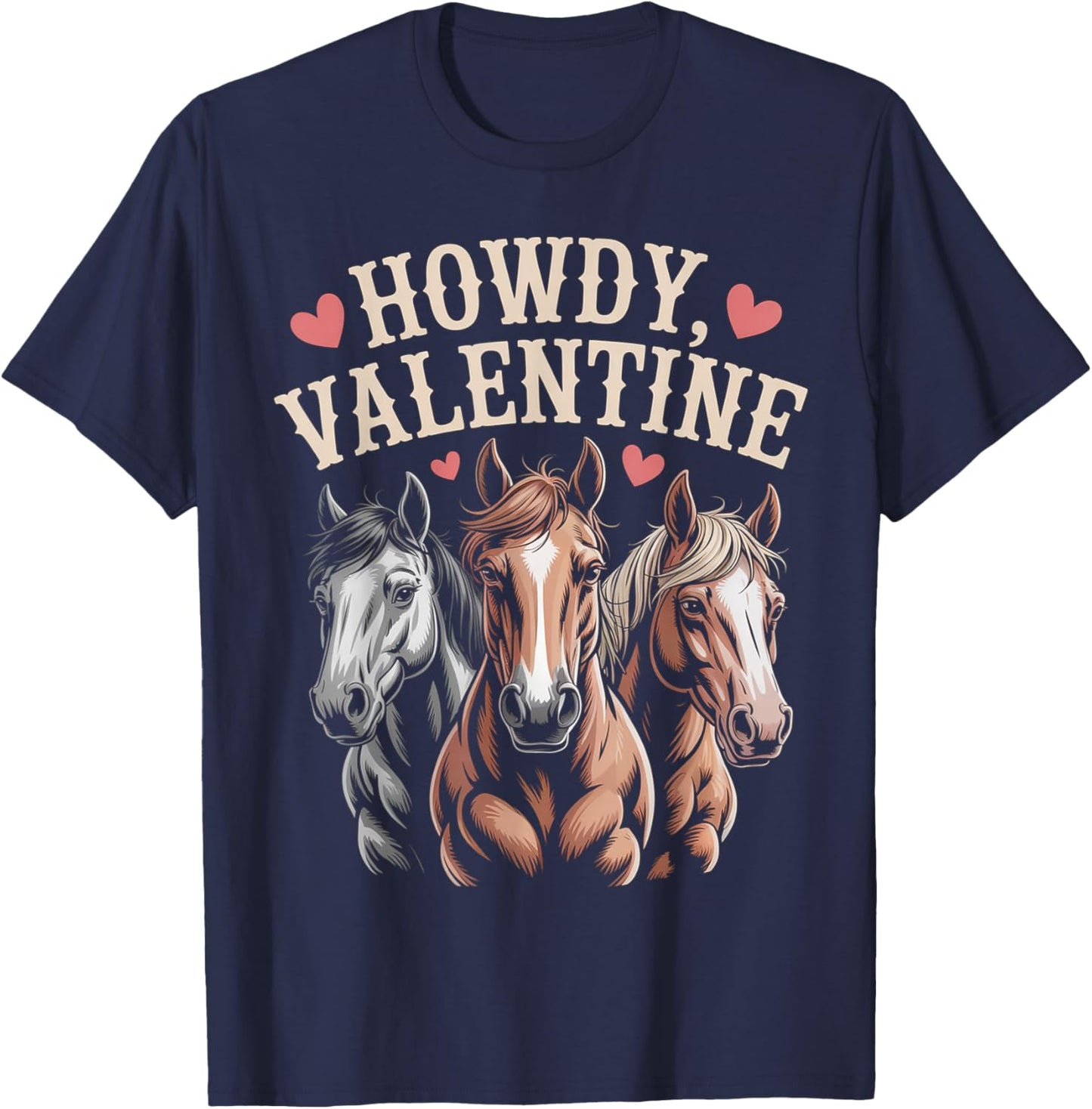 Howdy Valentine Cute Horses Valentines´s Day T-Shirt - T-Shirt | Navy