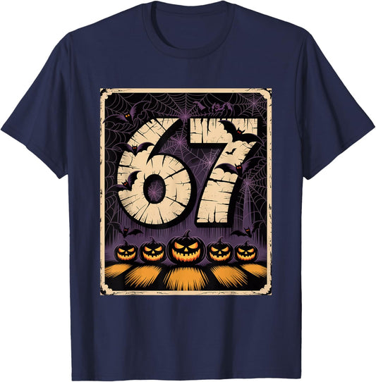 67 Meme Shirt, Six Seven Funny Halloween Design T-Shirt - T-Shirt | Navy